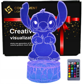 3D USB LED nočná lampa + diaľkové ovládanie Lilo a Stitch